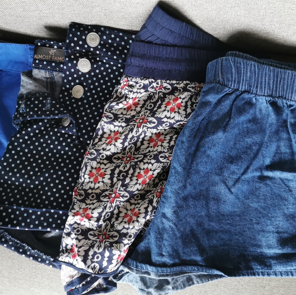 Set of four pairs blue shorts